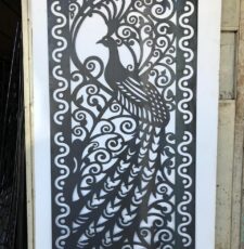 peacock with curl frame dxf/svg design