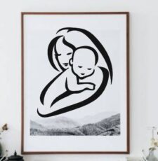 cnc plasma mother with baby wall art svg/dxf design
