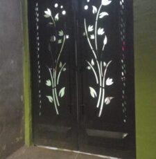 cnc plasma simple leaf flower double door jali svg/dxf design