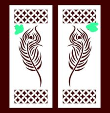cnc peacock feather with square border dxf/svg design