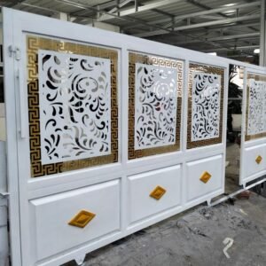 Random Curl With Border Main Gate dxf/svg file