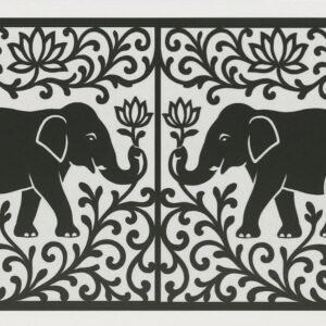 cnc Curl with Elephant and Lotus Design dxf/svg file