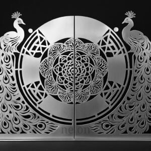 cnc Peacock with Flower Gate Design svg/dxf file