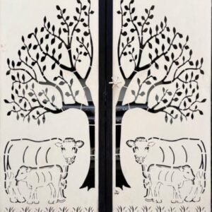 cnc cow with tree jali svg/dxf file