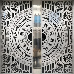 cnc Ancient Chakra with Curls Door Gate svg/dxf file