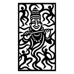 Cnc Lord Krishna Playing Flute Vector Design svg/dxf file
