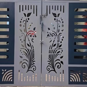 cnc Curl with Strips & Flower Main Gate Design svg/dxf file