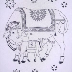 cnc cow and calf with flower jali svg/dxf file