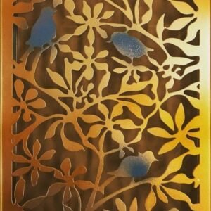 cnc sparrow with leaves jali svg/dxf file