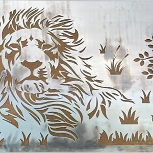 cnc Lion with Tree and Grass Design svg/dxf file
