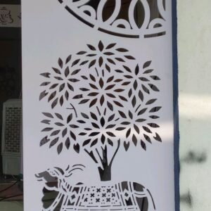 cnc cow with calf and tree flower jali svg/dxf file